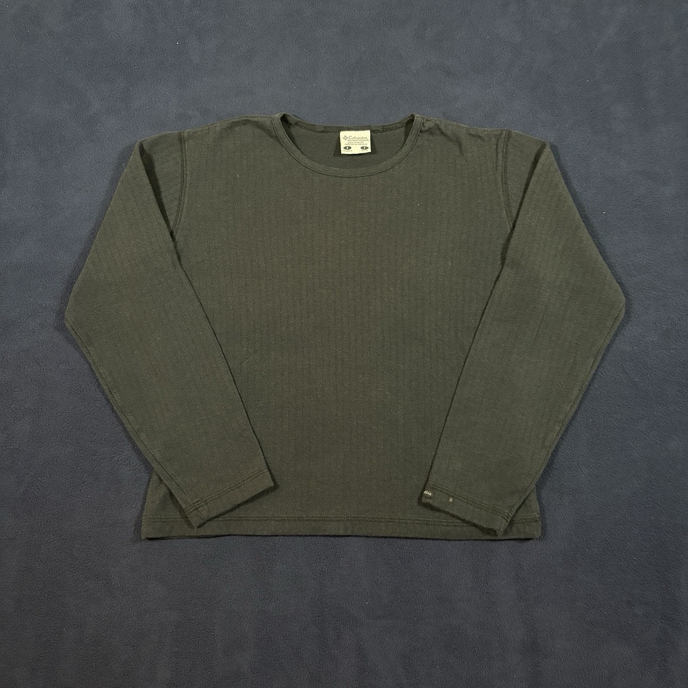 VTG Columbia Sportswear Womens S Black Ribbed Long Sleeve Crewneck Top Hiking